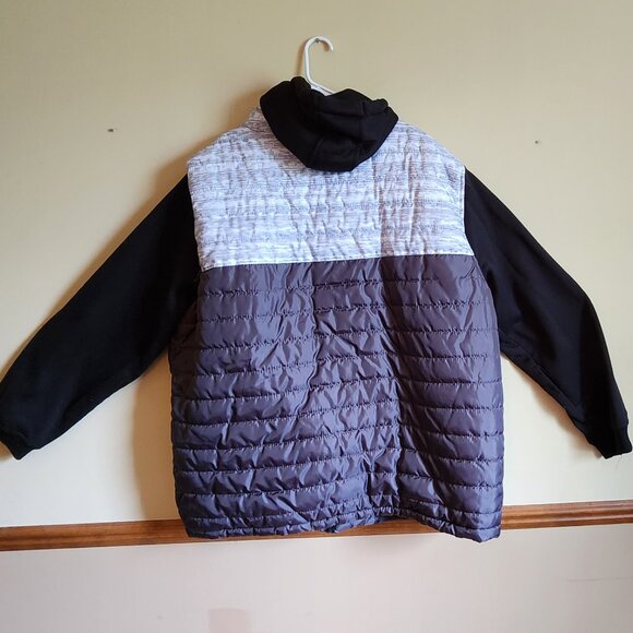 ECKO UNLTD. HOODIE FULL ZIP PUFFER JACKET BLACK/GREY MARBLED Y2K Vintage SZ 4XL - Picture 4 of 7